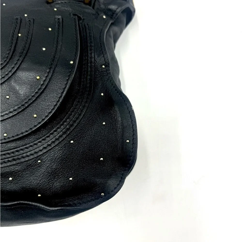Chloe Medium Black Leather Studded Marcie Convertible 2way Satchel Ltd Edition